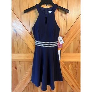 EMERALD SUNDAE Juniors' Embellished-Waist A-Line Dress size XXS nwt (3356)